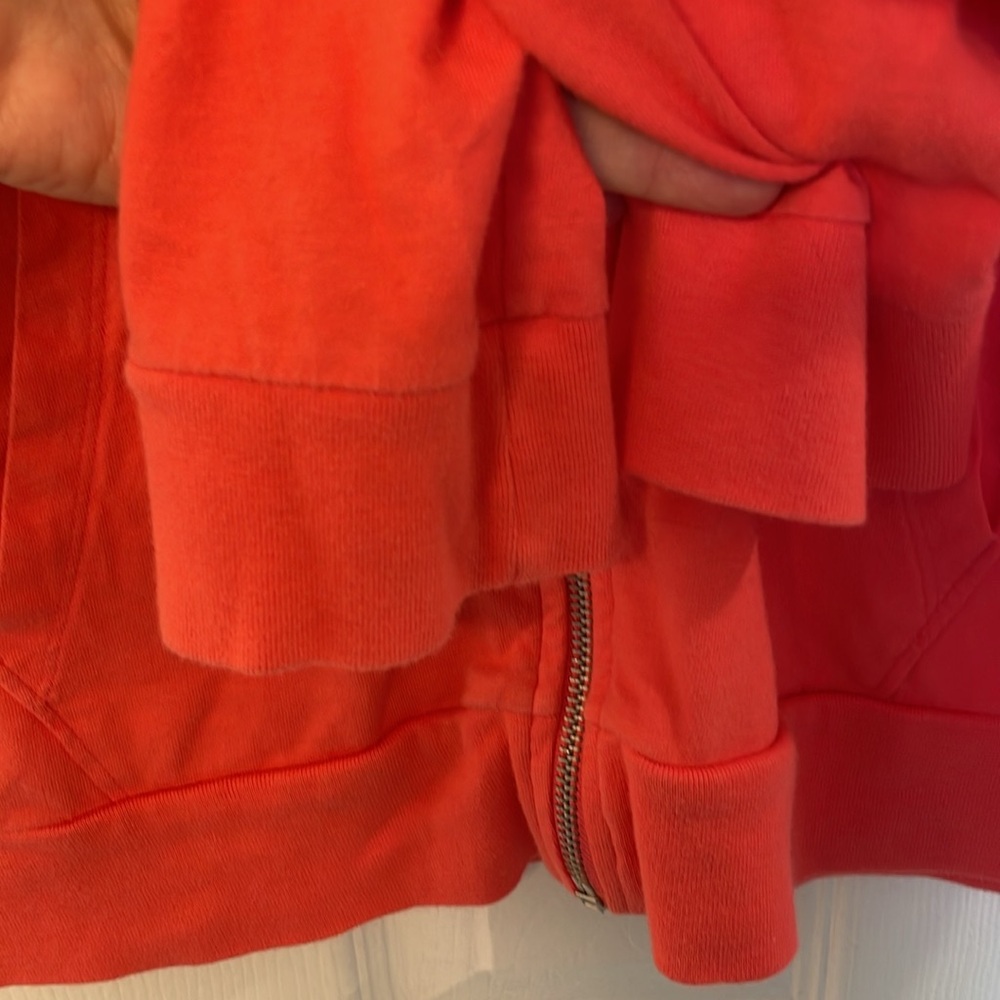PINK VICTORIA SECRET LONG SLEEVE FULL ZIP HOODIE SWEATSHIRT NEON ORANGE SZ LARGE - Picture 7 of 7
